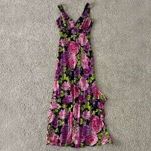 Y2K Floral Fairy Sleeveless V-Neck Dress Formal Spring USA CDC Signature Size 10